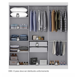 Guarda-Roupa Casal 6 Portas 2 Gavetas Paris Espresso Móveis Branco - 5 Guarda-Roupa Casal 6 Portas 2 Gavetas Paris Espresso Móveis Branco - 5