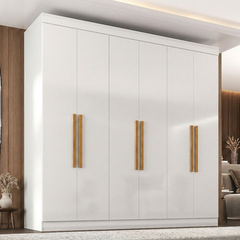 Guarda-Roupa Casal 6 Portas 2 Gavetas Paris Espresso Móveis Branco