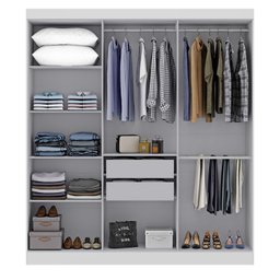 Guarda-Roupa Casal 6 Portas 2 Gavetas Paris Espresso Móveis Branco - 4 Guarda-Roupa Casal 6 Portas 2 Gavetas Paris Espresso Móveis Branco - 4