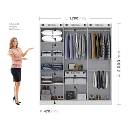 Guarda-Roupa Casal 6 Portas 2 Gavetas Paris Espresso Móveis - 3