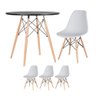 KIT - Mesa redonda Eames 80 cm preto + 3 cadeiras Eiffel DSW Cinza claro - 1