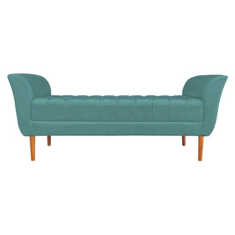 Calçadeira Recamier Casal 1,50m Londres Veludo Azul Turquesa - Pallazio