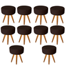 Kit 10 Puff Puf Banqueta Redondo Decorativo Para Sala de Estar e Recepção Corino Marrom -Open Decor - 1