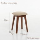 Ver imagem 6 de Conj. Compact Mesa Extensível Impressão Mel/Off 4 Banquetas Estofada em Madeira Maciça