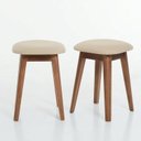 Ver imagem 5 de Conj. Compact Mesa Extensível Impressão Mel/Off 4 Banquetas Estofada em Madeira Maciça
