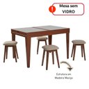 Ver imagem 2 de Conj. Compact Mesa Extensível Impressão Mel/Off 4 Banquetas Estofada em Madeira Maciça