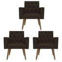 Ver imagem 1 de Design Exclusivo na Sala de Espera: Kit 3 Poltronas Capitonê Marrom