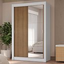 Ver imagem 1 de Guarda-roupa Solteiro 2 Portas de Correr com Espelho 4 Gavetas Branco/rustic Vivare Plus Madesa