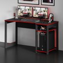 Ver imagem 3 de Mesa Gamer 136cm com 2 Prateleiras e Porta Cpu Me4152 Preto/vermelho Tecnomobili