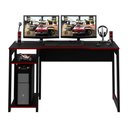 Ver mais imagens de Mesa Gamer 136cm com 2 Prateleiras e Porta Cpu Me4152 Preto/vermelho Tecnomobili