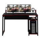 Ver imagem 7 de Mesa Gamer 136cm com 2 Prateleiras e Porta Cpu Me4152 Preto/vermelho Tecnomobili
