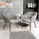 Ver imagem 3 de Poltrona Dekorien Jade Linho Cinza Claro Alto Acabamento