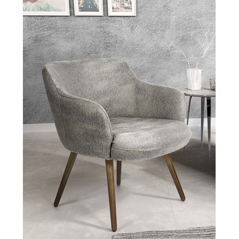 Poltrona Dekorien Jade Linho Cinza Claro Alto Acabamento