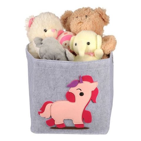 Cesto Organizador Dobrável Quarto Infantil Animais Brinquedo - Unicórnio