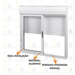 Janela Persiana Integrada de Aluminio Cor Branco 1,20x1,00m - 2