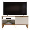 Ver imagem 1 de Rack Bancada Madri 115 Cm Off White/nature para Tv até 50” - Peternella Móveis
