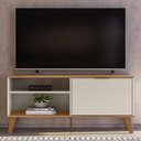 Ver imagem 2 de Rack Bancada Madri 115 Cm Off White/nature para Tv até 50” - Peternella Móveis