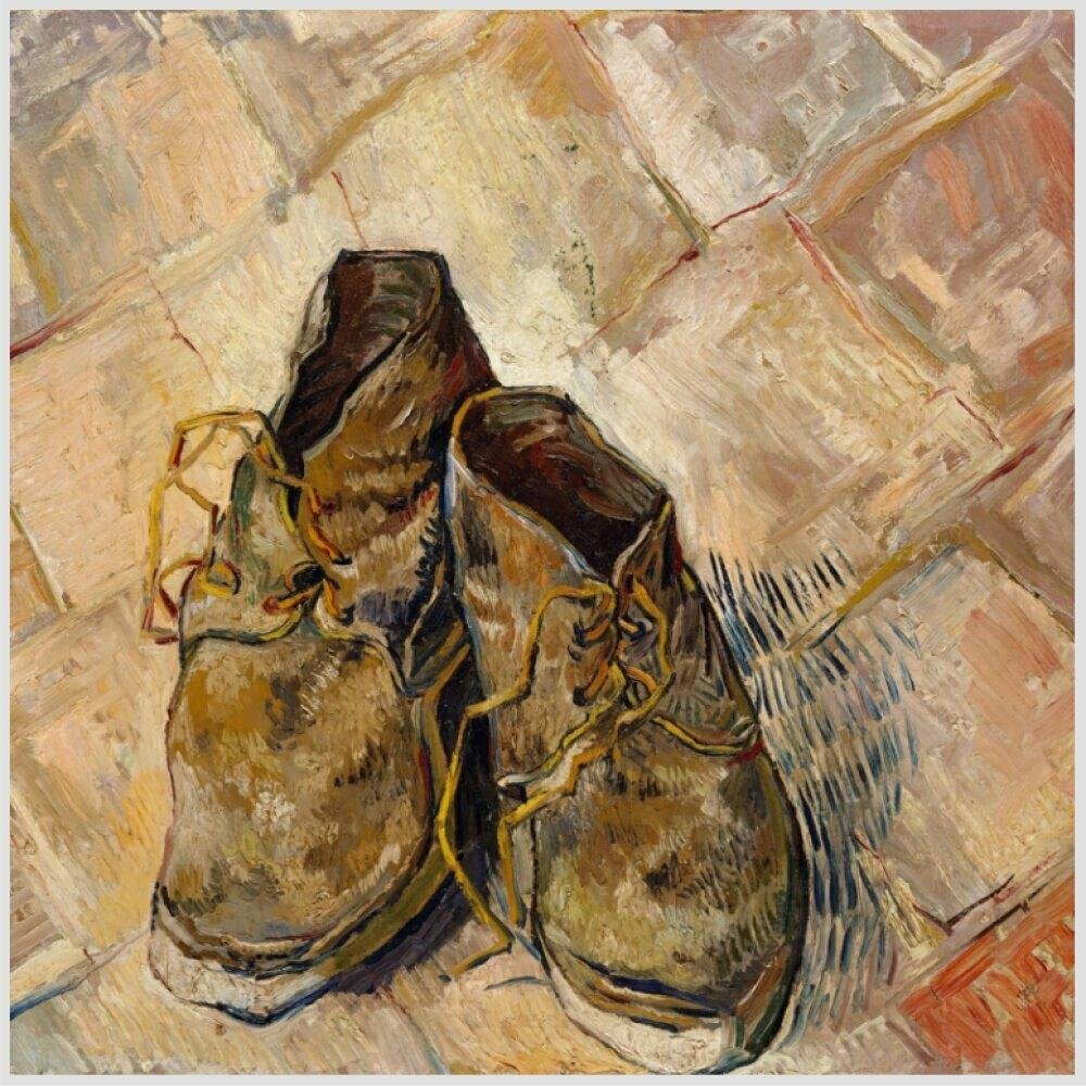 Quadro Van Gogh Shoes Tela Moldura Preta 60X60Cm - 2