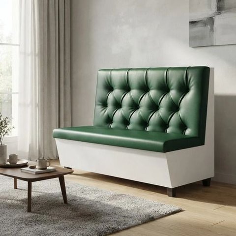 Poltrona Sofá Booth Prime Verde Escuro e Branco 2 Lugares
