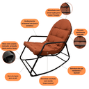 Ver imagem 2 de Cadeira Balanço Sossego Almofada Impermeável Pés C/ Proteção:terracota Queimado