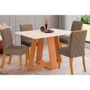 Ver imagem 1 de Conjunto: Mesa de Cozinha Lins Sc91 Tampo Madeirado C/ Vidro Canto Reto 120x80cm e 4 Cadeiras Vita
