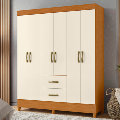 Guarda Roupa Cedro 6 Portas Cinamomo Off White
