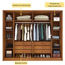 Ver imagem 6 de Guarda Roupa Casal Ripado 6 Portas 6 Gavetas com Cabideiros e Prateleiras 275x232x56cm Cinamomo