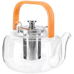 Chaleira de Vidro com Infusor Inox e Alça de Madeira 1 Litro - 4