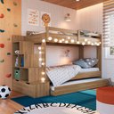 Ver imagem 3 de Triliche Infantil pra Quarto com Escadas e Estante 231,8 Cm Cor:aveiro Oak