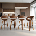 Ver imagem 2 de Banqueta Nicole Munique Giratória Couro e Base de Madeira Homenow Cor:marrom