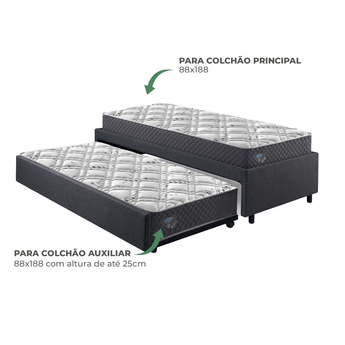 Bicama Box para Dois Colchões Solteiro 88x188 Linho Cinza - 6