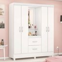 Ver imagem 1 de Guarda-roupa Capelinha Lord 4 Portas Branco/rosa/branco - Demóbile