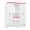 Ver imagem 6 de Guarda-roupa Capelinha Lord 4 Portas Branco/rosa/branco - Demóbile