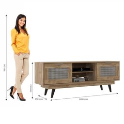 Rack 2 Portas de Tela Rk3200 Carvalho Oak Decibal - 4