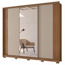 Ver imagem 1 de Guarda Roupa Casal 3 Portas de Correr 260 Cm com Espelho Nevada Carvalho Fendi Moval