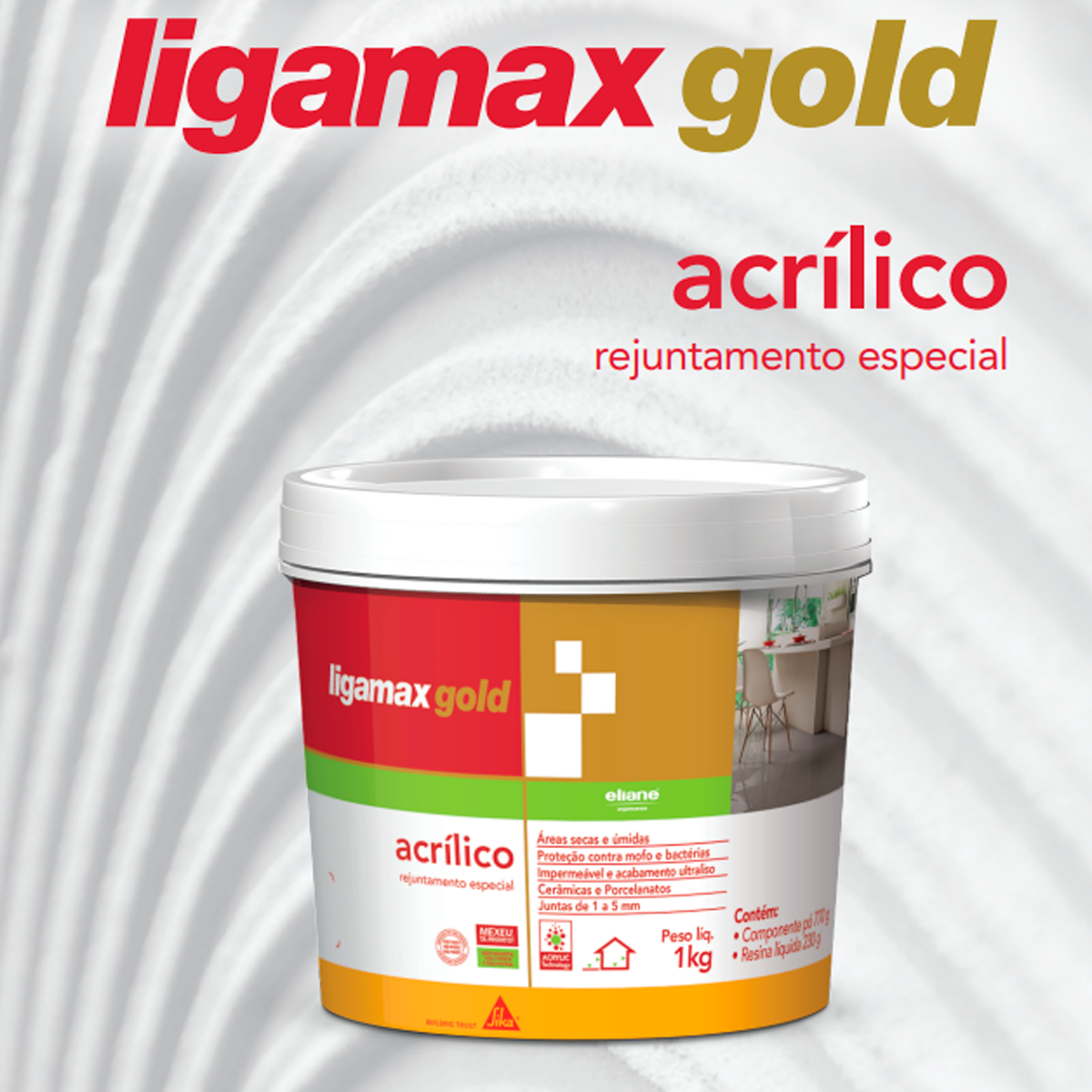 Rejunte Ultraliso Acrílico Ligamax Marrom 1kg - 5