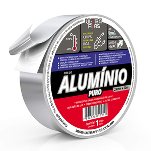 Fita Adesiva Aluminio Puro 25mm X 30 Metros