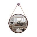 Ver imagem 4 de Kit 2 Espelhos Redondo Decorativo Suspenso Alça 30cm + Suporte Marrom Alça Caramelo