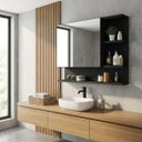 Ver imagem 2 de Armário Banheiro Espelheira 1 Porta 60x45 Multiuso Cleopatra Preto