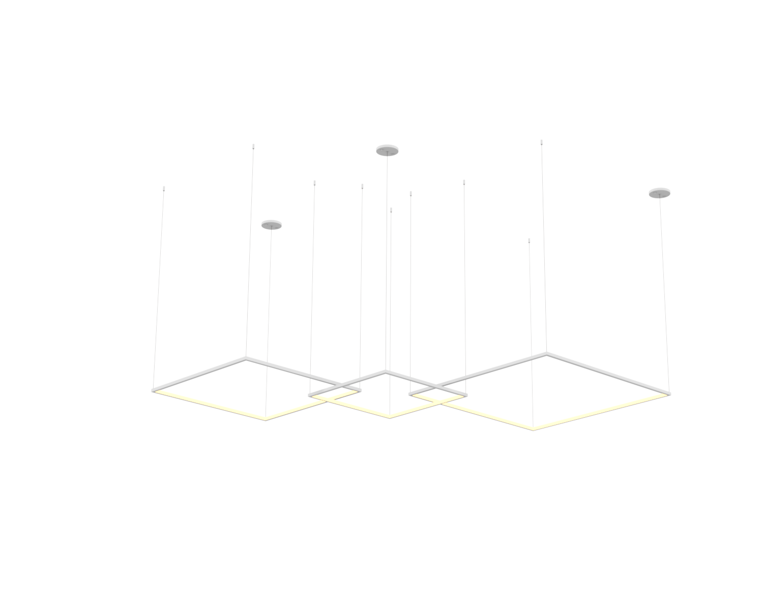 Lustre Pendente de Led Bleisi 3 Aros Quadrados 84W - 80x60x40cm