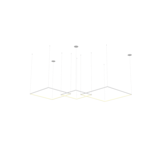 Lustre Pendente de Led Bleisi 3 Aros Quadrados 84W - 80x60x40cm