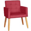 Ver imagem 1 de Poltrona Decorativa para Sala de Espera Comercial Tecido Suede Base de Madeira Pés Palito