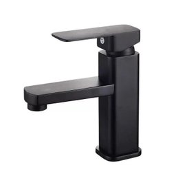 Torneira Banheiro Quadrada Misturador Monocomando Baixa Black Preto - 1