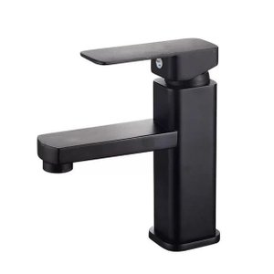 Torneira Banheiro Quadrada Misturador Monocomando Baixa Black Preto