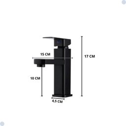 Torneira Banheiro Quadrada Misturador Monocomando Baixa Black Preto - 2