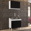 Ver imagem 2 de Armário Aéreo Califórnia e Balcão Para Cooktop Flórida Branco/Preto - Lumil Lumil Móveis