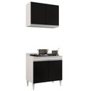 Ver imagem 1 de Armário Aéreo Califórnia e Balcão Para Cooktop Flórida Branco/Preto - Lumil Lumil Móveis