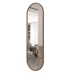 Espelho Oval Borda em Couro Sintético 137cm X 44,5cm - 1
