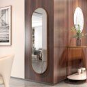 Ver imagem 3 de Espelho Oval Borda em Couro Sintético 137cm X 44,5cm