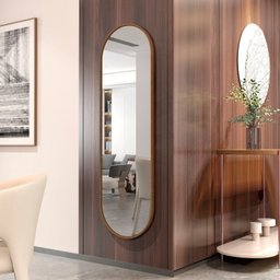 Espelho Oval Borda em Couro Sintético 137cm X 44,5cm - 3